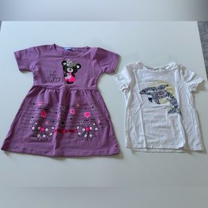 2 pieces for 6 year old girl dress and T-Shirt